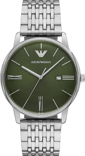 Emporio Armani Herren Analog Quarz Uhr AR11644 - Elegante Armbanduhr mit 42-mm Edelstahlgehäuse und grünem Zifferblatt, ideal für den Alltag und wasserdicht bis 50 m – perfekt für stilbewusste Herren.
