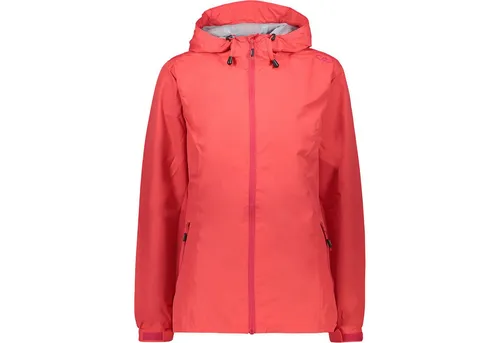 CMP Woman Jacket FIX Hood corallo (C712) 36 - Funktionsjacke für Damen, wasserdicht mit 10.000 mm und atmungsaktiv. Ideal für Outdoor-Aktivitäten, leicht verstaubar und mit verstellbaren Ärmelbündchen für optimalen Komfort.
