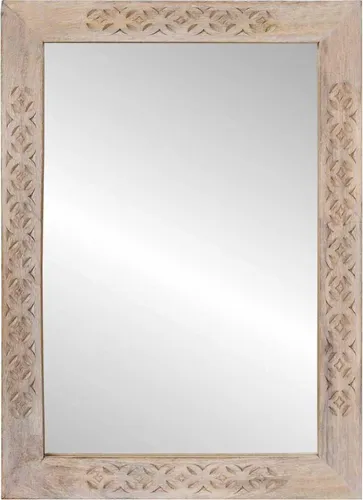 vidaXL Spiegel mit Spiegel Weiß 57 x 70 cm aus massivem Mangoholz - Badspiegel aus stabilem Mango-Holz, ideal für klassische Badezimmer. Mit eleganter Glasoberfläche für klare Reflexion und stilvolles Design, das Wärme in dein Zuhause bringt.