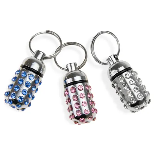 Karlie Adresstube silber mit Strasssteinen für Katzen 15x8 mm