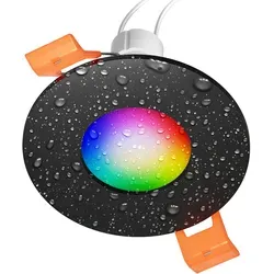 ledscom.de Bad-Deckeneinbaurahmen ERID, Feuchtraum, Badezimmer, IP44, rund, schwarz matt, warmweiß