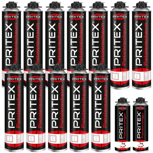 Bauschaum Set 12 x 750ml inkl. 2 Reiniger PU Schaum Pistolenschaum Montageschaum