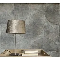 Tapete Schwarz Rostoptik Halbkreis Grafik Linien in grau von marburg