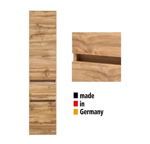 Bad Badezimmer Hochschrank Eiche 40 cm - Modern und Praktisch - Badezimmerschrank mit Soft-Close-Tür und 4 verstellbaren Einlegeböden, ideal für platzsparende Aufbewahrung im modernen Bad.