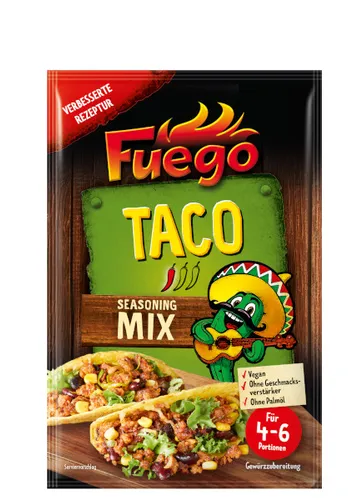 Fuego Taco Seasoning Mix - Gewürzmischung für authentische Tacos - Kräuter und Gewürze für den perfekten Taco-Geschmack, ideal für mexikanische Gerichte und Grillabende.