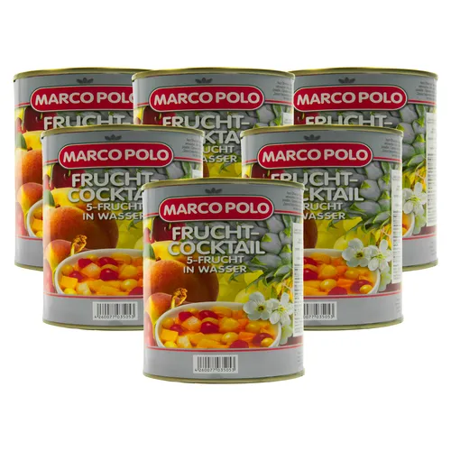 Food-United 5-Frucht-Cocktail in Wasser 6 Dosen Füllmenge 820g ATG 500g