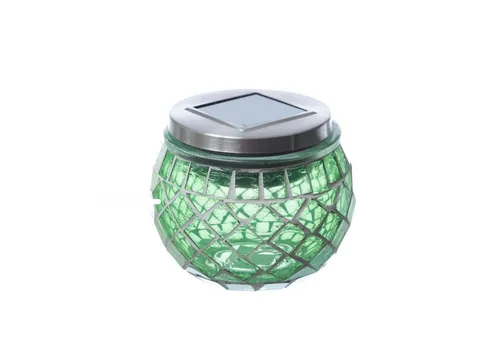 MARELIDA LED Solarleuchte Solar Windlicht Mosaik Glas Solarglas Mosaikleuchte für Balkon grün, LED Classic, kaltweiss (5300K bis 6000K)