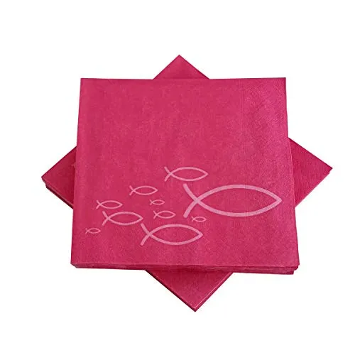 Servietten Fische Ichthys 33x33 cm - pink & rosa - für Kommunion, Taufe oder andere Festliche Anlässe 20