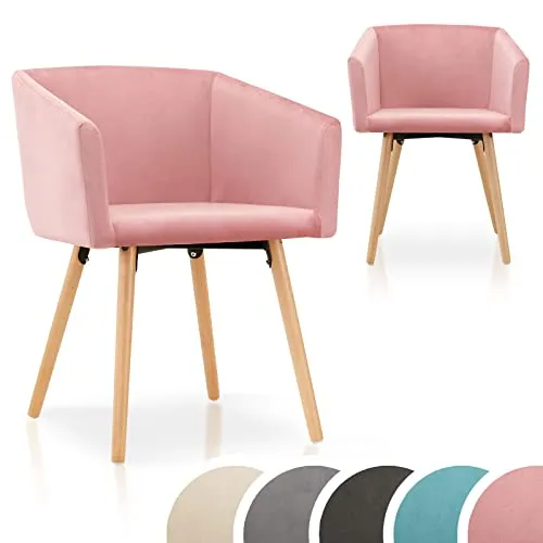 Esszimmerstühle, Küchenstühle, Polsterstühle aus Holz, moderne Wohnzimmerstühle mit Armlehne, gepolsterte holzbeine Schalenstühle aus Samt im 2er 4er 6er 8er Set Farben: Hellgrau Dunkelgrau Rosa Beige