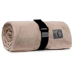 S. Oliver Wohndecke, Sand, Textil, Uni, 220x240 cm, Oeko-Tex® Standard 100, pflegeleicht, Wohntextilien, Decken, Kuscheldecken