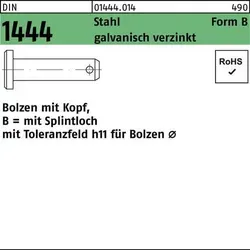 Reyher Schraube DIN 1444 - Hochwertige galvanisch verzinkte Bolzen mit Splintloch, ideal für vielseitige Anwendungen. Standardausführung, 10 Stück, Durchmesser 20 mm, Länge 60 mm – robust und zuverlässig.