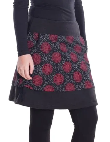 Vishes - Alternative Bekleidung - Thermorock Warmer Damen Winterröcke kurz Lagenlook aus ECO-Fleece schwarz 34