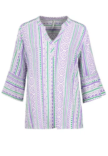 SUBLEVEL Blusenshirt Ethnomuster in Lila mit V-Ausschnitt von Sublevel