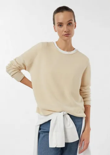 comma Longpullover Strickpullover Strukturierter Strickpullover mit Rollsaum