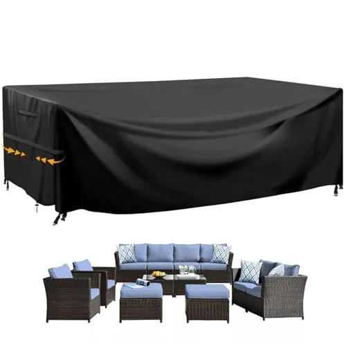 GARPROVM Gartenmöbel Abdeckung Wasserdicht, 242x182x100cm Gartenmöbel Abdeckplane Wetterfest Staubdicht Oxford Gewebe Schutzhülle Abdeckhaube für Outdoor Möbelsets Sofa Tisch