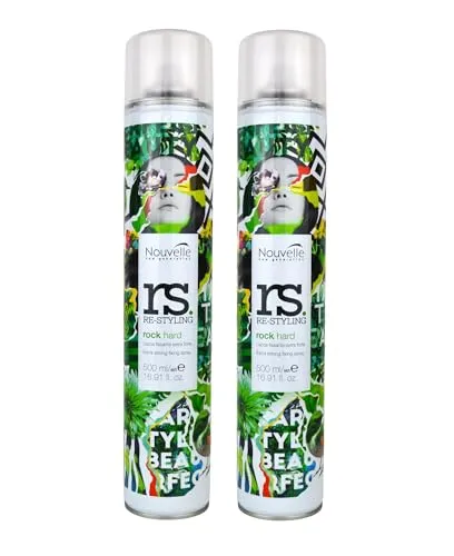 2x 500ml Nouvelle RS Rock Hard Haarspray in weiß von Nouvelle