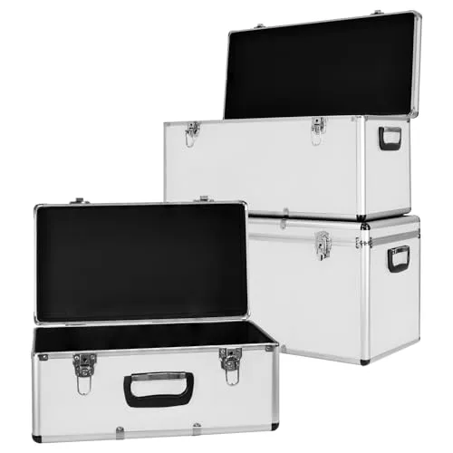 Trucky Aluminium 3er Set Boxen Alubox Alukiste Transportbox Aufbewahrung Box 2 Farben, Farbe:Silber