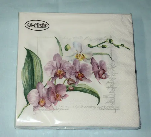 Servietten Orchideen Packung OVP Motivservietten Blumen Schrift ti-flair 20