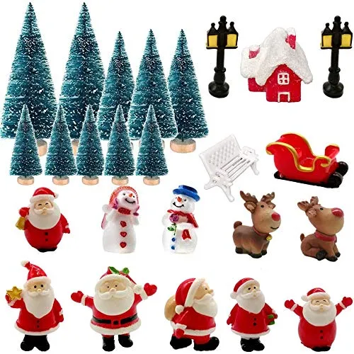 jenich 25 Stück Weihnachten Miniatur Ornamente - Weihnachtlicher Zierschmuck - 25er Set aus Harz für festliche Miniatur-Dekorationen, ideal für Minigärten, Puppenhäuser und Tischdeko.