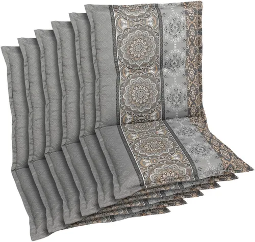 GO-DE Sesselauflage, (Spar-Set, 6 St), Ornamentstreifen grau - Maße BxLxH ca.: 50 cm x 100 cm x 7 cm