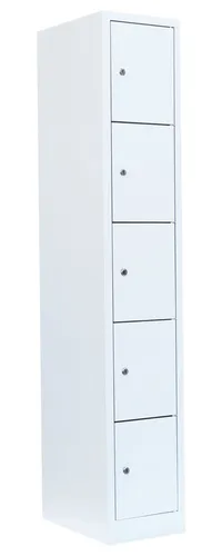 Steelboxx Fächerschrank - 5 Fächer, Komplett verschweißt - Robuster Schließfachschrank mit 5 einzeln verschließbaren Fächern, ideal für Umkleiden und Sozialräume. Lieferung komplett montiert, keine Montage erforderlich.