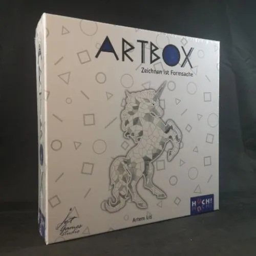 HUCH! Artbox Partyspiel – Familienspiel für kreative Köpfe - Gesellschaftsspiel für 2 bis 8 Spieler ab 10 Jahren. Zeichenspiel ohne Zeichenkünste – stelle mit 4 geometrischen Formen Gegenstände dar und lass andere raten!