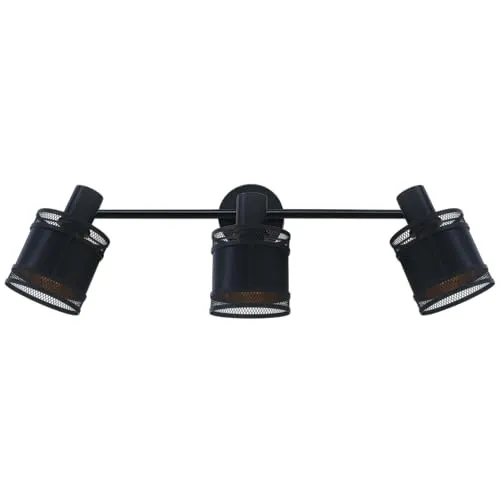 REV – Wand- oder Deckenlampe 3-flammig im Vintage-Look mit E14 Fassung – Deckenleuchte schwenkbar aus Metall und Stoffbezug in schwarz – Wandlampe für Wohnzimmer, Schlafzimmer & Flur