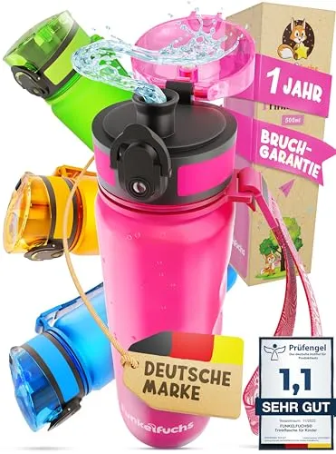 Trinkflasche Kinder 500ml Pink Kohlensäure geeignet 100% auslaufsicher (H052)