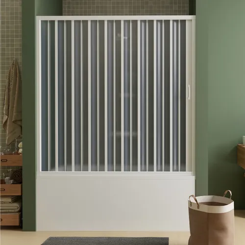 BADDENWANNEFALTWAND DUSCHWAND WEIßE PVC FALTTÜR 170 CM H 150