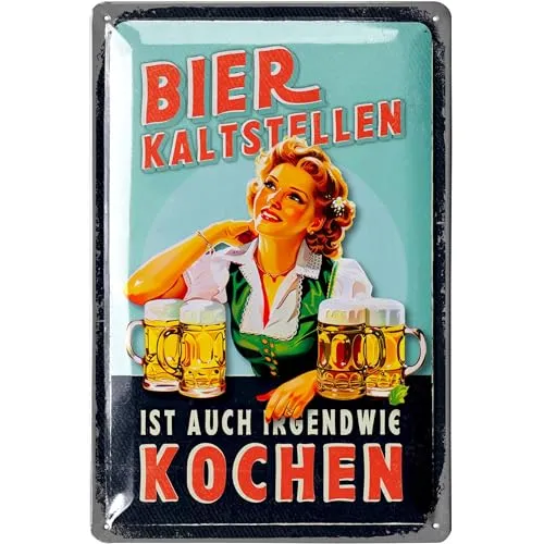 LANOLU Retro Blechschild Bier- lustige Schilder mit Sprüchen Bar Dekoration für Partykeller, Kneipen Bardeko für Stammtisch, Geschenkidee für Papa zum Vatertag, vintage Metallschild 20x30cm