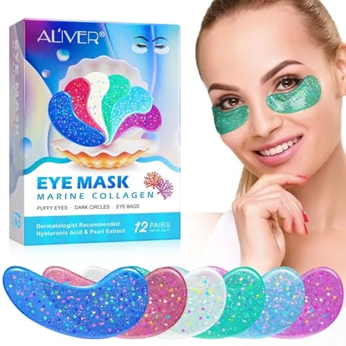 P-Beauty Augenpads 12 Paar mit Kollagen, Hyaluronsäure, Vitamin C | reduziert Augenringe, Tränensäcke, Falten & Schwellungen | feuchtigkeitsspendende Augenmasken | Eye Pad Mask | SET