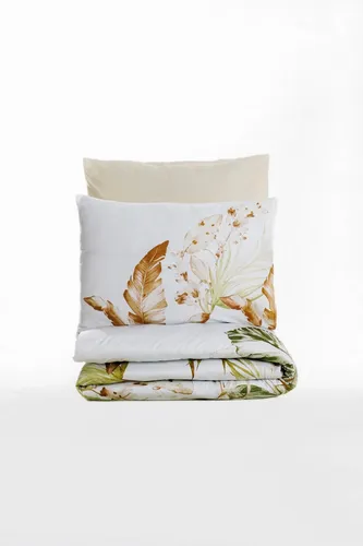 L'Essentiel Maison Bettdecke + Kopfkissen 100% Baumwollsatin N3946 - Luxuriöses Bettbezug-Set aus 100% Baumwollsatin, das für unvergleichlichen Komfort sorgt. Mit elegantem Design in Beige, Weiß und Grün wertet es Ihr Schlafzimmer stilvoll auf. Pflegeleicht und langlebig für jahrelangen Genuss.