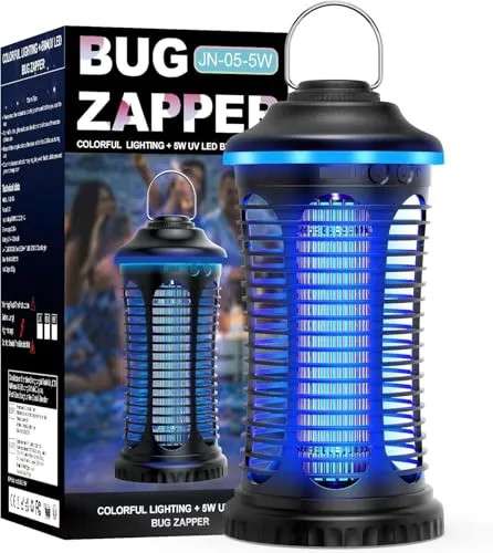 Regevo Insektenvernichter Elektrischer, 2 IN 1 Insektenfalle, 2000V Mückenlampe Elektrische Fliegenfalle mit LED-Licht, 4000 mAh Tragbarer USB-Anschluss Mückenfalle, Geeignet für Drinnen und Draußen