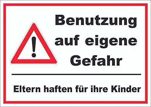 Benutzung auf eigene Gefahr Aufkleber A5 (148x210mm)