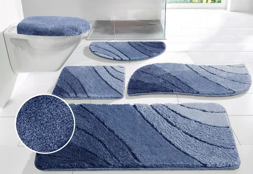 OTTO home Badematte Josie, Badvorleger, Badezimmer Teppich, Höhe 20 mm, rutschhemmend beschichtet, schnell trocknend, strapazierfähig, fußbodenheizungsgeeignet, Polyester, rechteckig, 3-tlg. Stand-WC Set, Badteppich, Badematten, rechteckig, rund & als 3-tlg. Set erhältlich