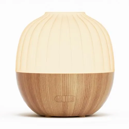 SALKING Aroma Diffuser, 300ml Diffuser für Ätherische Öle, Ultraschall Aromatherapie Diffusor mit automatischer Abschaltfunktion, Weiß Holzmaserung Diffusor für Zuhause Büro Oder Yoga