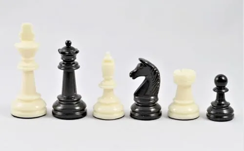 Engelhart Schachfiguren, Kunststoff, 90 mm, Schachspiel, 2 Spieler, ab 8 Jahren, Beige,schwarz,schwarzem