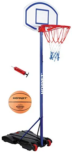 Hudora Hornet Kinder & Jugendliche Basketballständer 205 mit Ball und Pumpe, blau, 205 cm