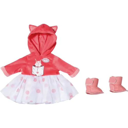 Baby Annabell Deluxe Eichhörnchen Tutu 43 cm - Puppenkleidung für 43 cm Puppen mit plüschiger Kapuze und warmen Winterboots. Der weiße Tüllrock mit rosa Pünktchen sorgt für liebevolle Details. Einfach an- und auszuziehen dank Klettverschlüssen.