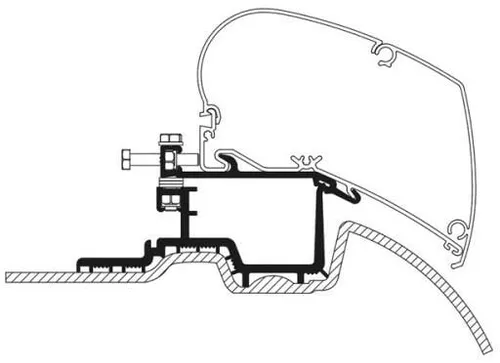 Thule Omnistor 6300 Adapter für Mercedes Sprinter und VW Crafter - Markisenadapter für die einfache Montage der Thule 6300 Markise an Reisemobilen und Camping-Bussen, robust und speziell für Mercedes Sprinter und VW Crafter entwickelt.