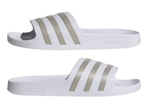 adidas Badeschuhe Adilette Aqua 3-Streifen (Cloudfoam Fußbett, vorgeformter EVA-Riemen) weiss/platin - 1 Paar, Größe Euro (US): 37 (4)