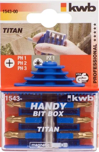 KWB Handy Bit-Box, Titan nitriert, 7-teilig, Kreuzschlitz/Phillips und Pozidriv, 1543-00