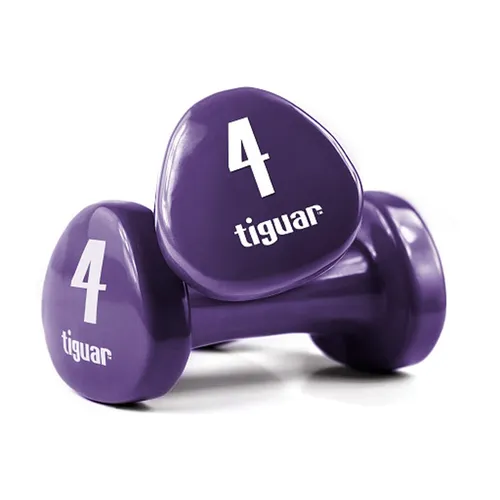 tiguar Vinyl Kurzhanteln 4 kg Paar, dunkellila, ergonomisch, rutschfest, langlebig