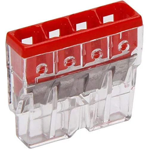 Kopp 33346410 Wago Compact-Verbindungsdosenklemme 4-Leiter-Klemme rot 0, 5-2, 5 mm² Inhalt 10 Stück, Transparent/Orange