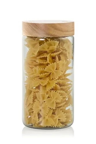 AdHoc PureJar Vorratsdose Glas mit Holzdeckel – Borosilikatglas, luftdichter SoftSeal Verschluss, Akazienholz Deckel, spülmaschinengeeignet, 500 ml / 800 ml / 1200 ml