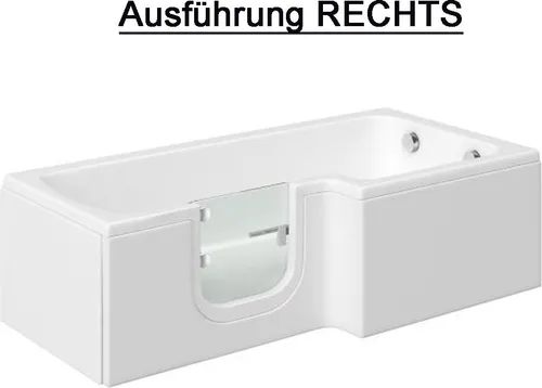 Solarna Badewanne 170x85/70cm mit Tür für Senioren - Komfortable Badewanne mit Tür, ideal für Senioren. Niedriger Einstieg, verstärkter Boden und spezielles Ablaufsystem für schnelles Entleeren. Hochwertige Materialien und Sicherheit durch 8mm Einscheibensicherheitsglas.