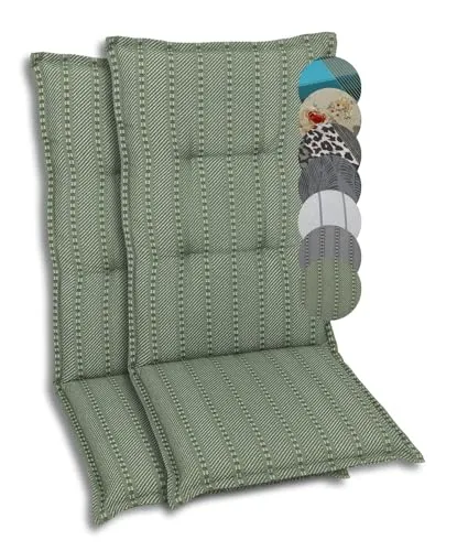 GO-DE Textil Hochlehner Polsterauflagen 2er-Set - Bequeme Polsterauflage für Hochlehner-Gartenstühle, UV-beständig mit weicher Schaum-Vliesfüllung für optimalen Sitzkomfort. Ideal für entspannte Stunden im Garten.