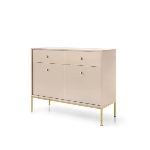 Masseno Kommode Mondo 104 cm, Sideboard mit 2 Schubladen und 2 Türen, für Wohnzimmer, Schlafzimmer, Modern 104x39x83 cm, Beige/Beige