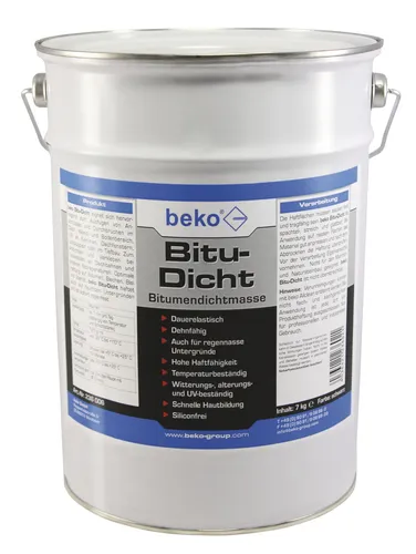 Bitu-Dicht 6 kg Eimer schwarz - Baumaterial, ideal für Dach- und Wandabdichtungen, dauerelastisch und witterungsbeständig – perfekt für Notreparaturen und auch auf feuchten Untergründen anwendbar.