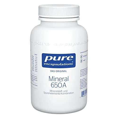 Pure Encapsulations Mineral 650A 180 ST - Nahrungsergänzungsmittel mit 8 essentiellen Mineralstoffen, vegan und frei von Zusatzstoffen, unterstützt eine ausgewogene Ernährung und Vitalität.